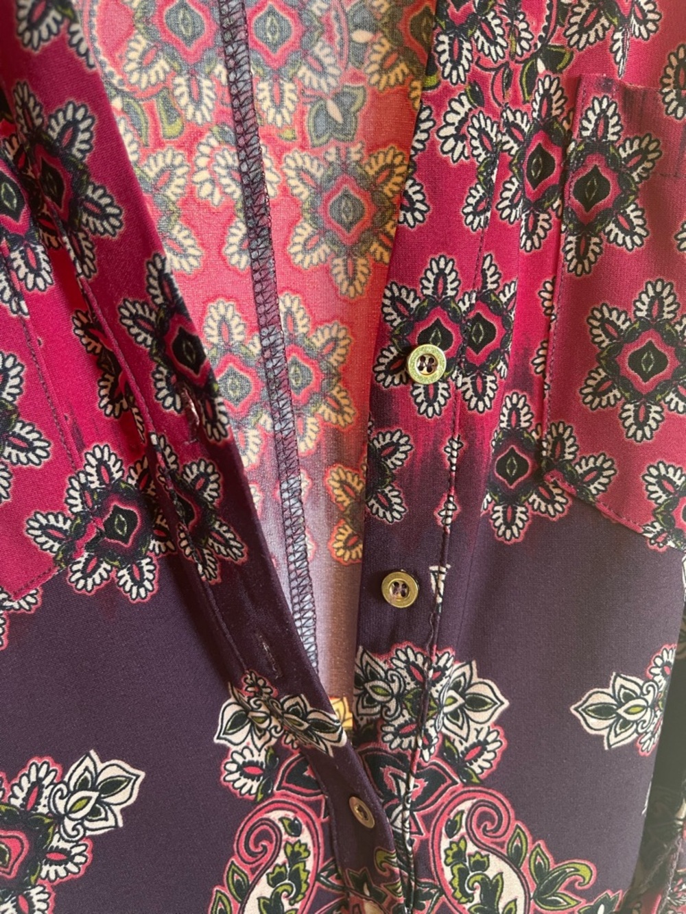 DM Collection Paisley Wrap Dress - Burgundy & Navy - Picture 3 of 7